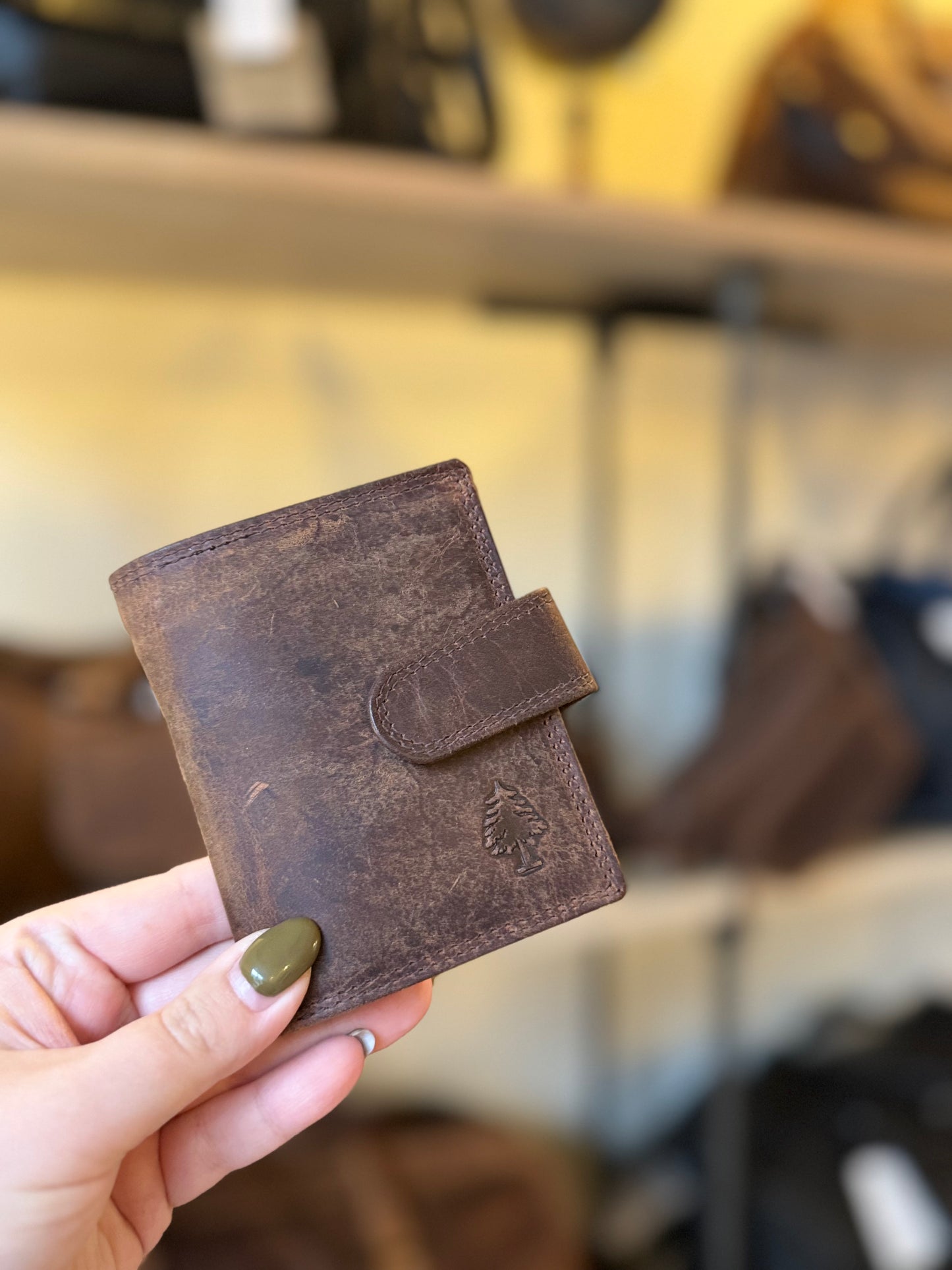 Petit portefeuille en cuir vintage GREEN WOOD