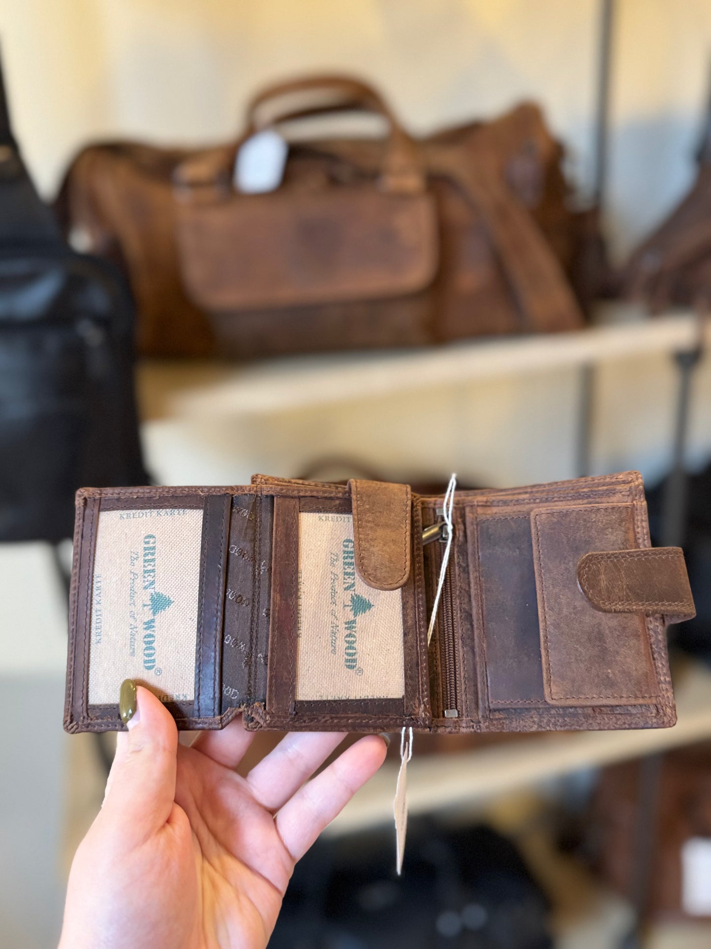 Petit portefeuille en cuir vintage GREEN WOOD