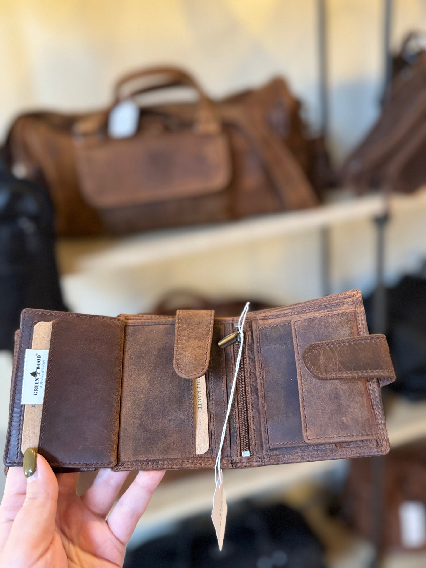 Petit portefeuille en cuir vintage GREEN WOOD