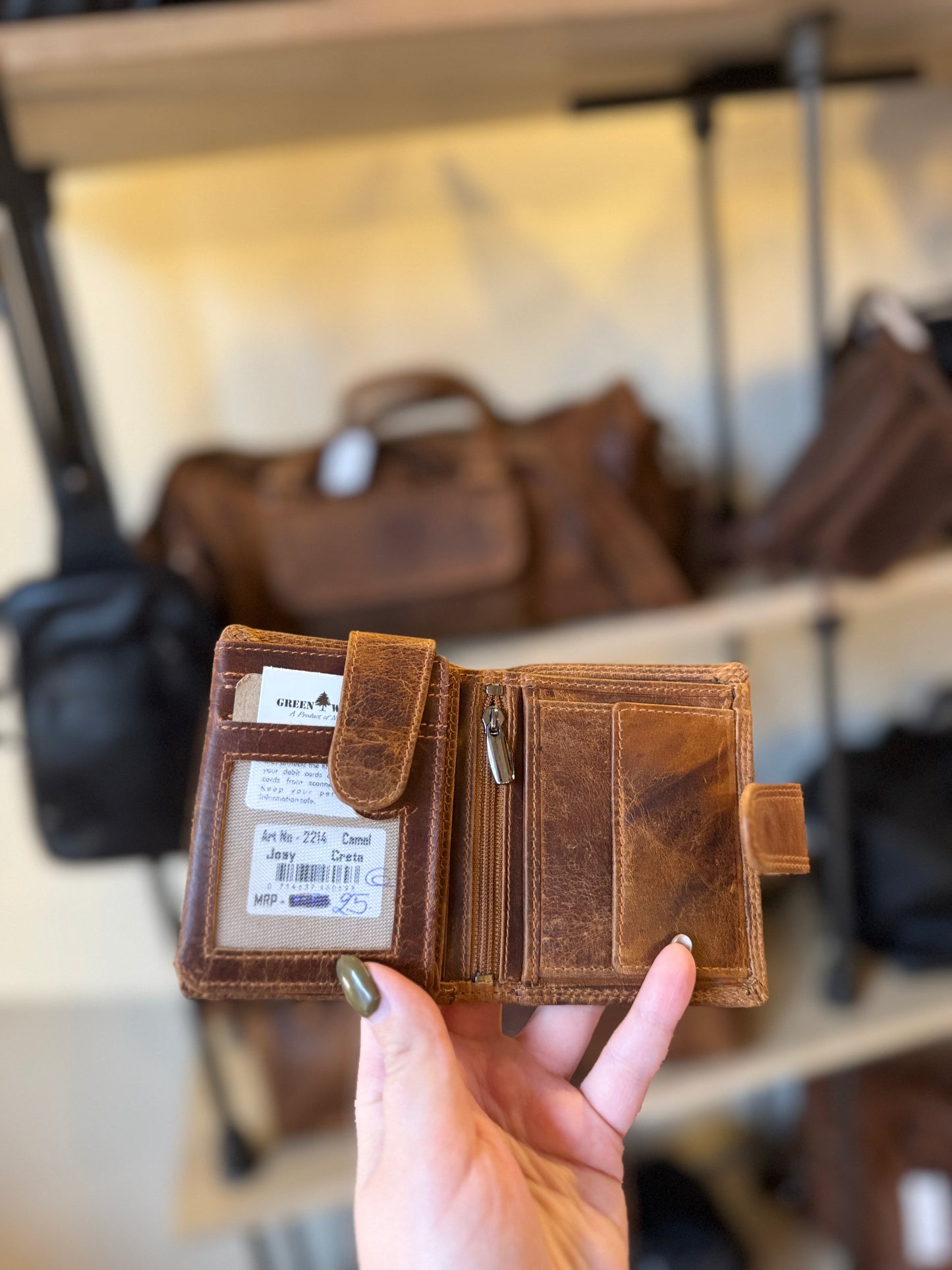 Petit portefeuille en cuir vintage GREEN WOOD