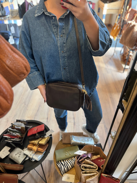 Sac MARINA en cuir grainé coloris brun