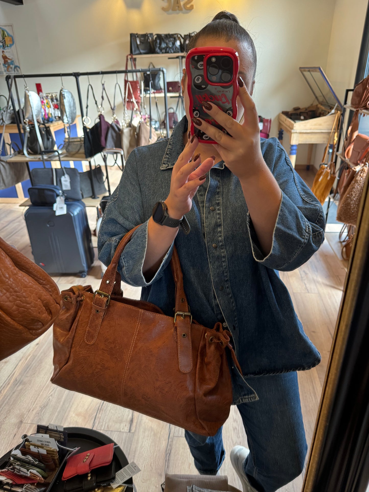 Sac Carla en cuir coloris cognac