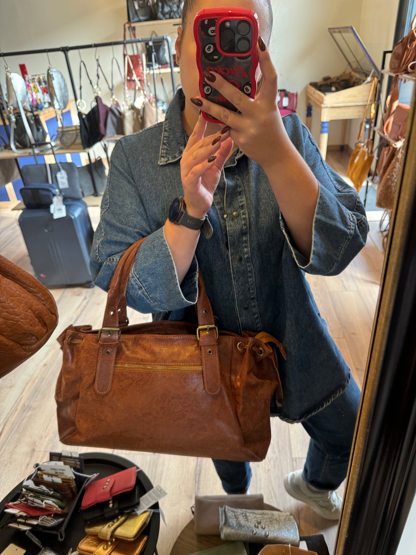 Sac Carla en cuir coloris cognac