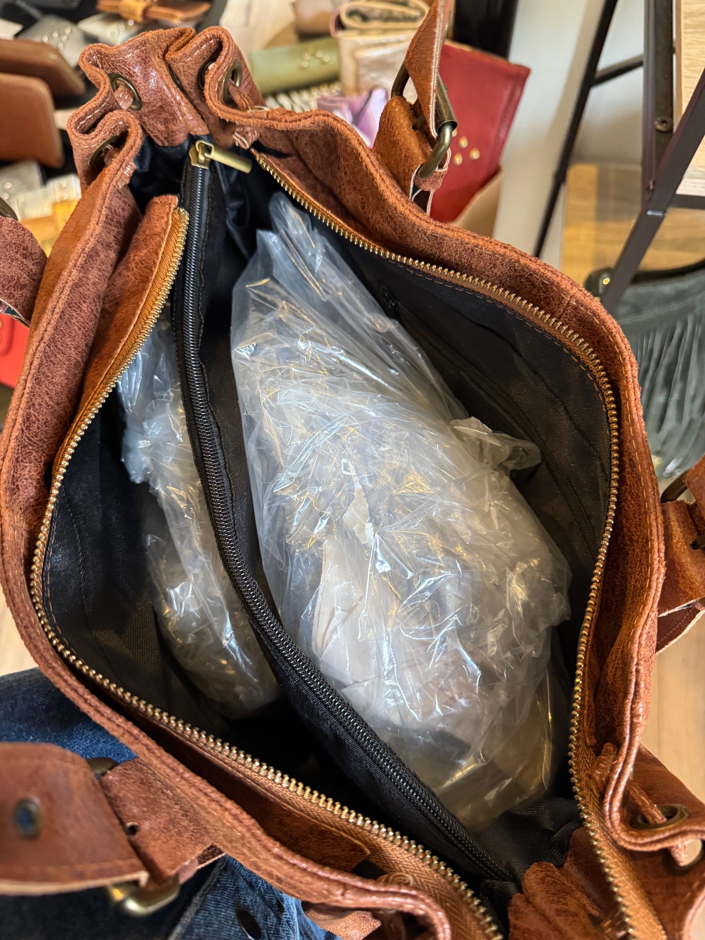 Sac Carla en cuir coloris cognac