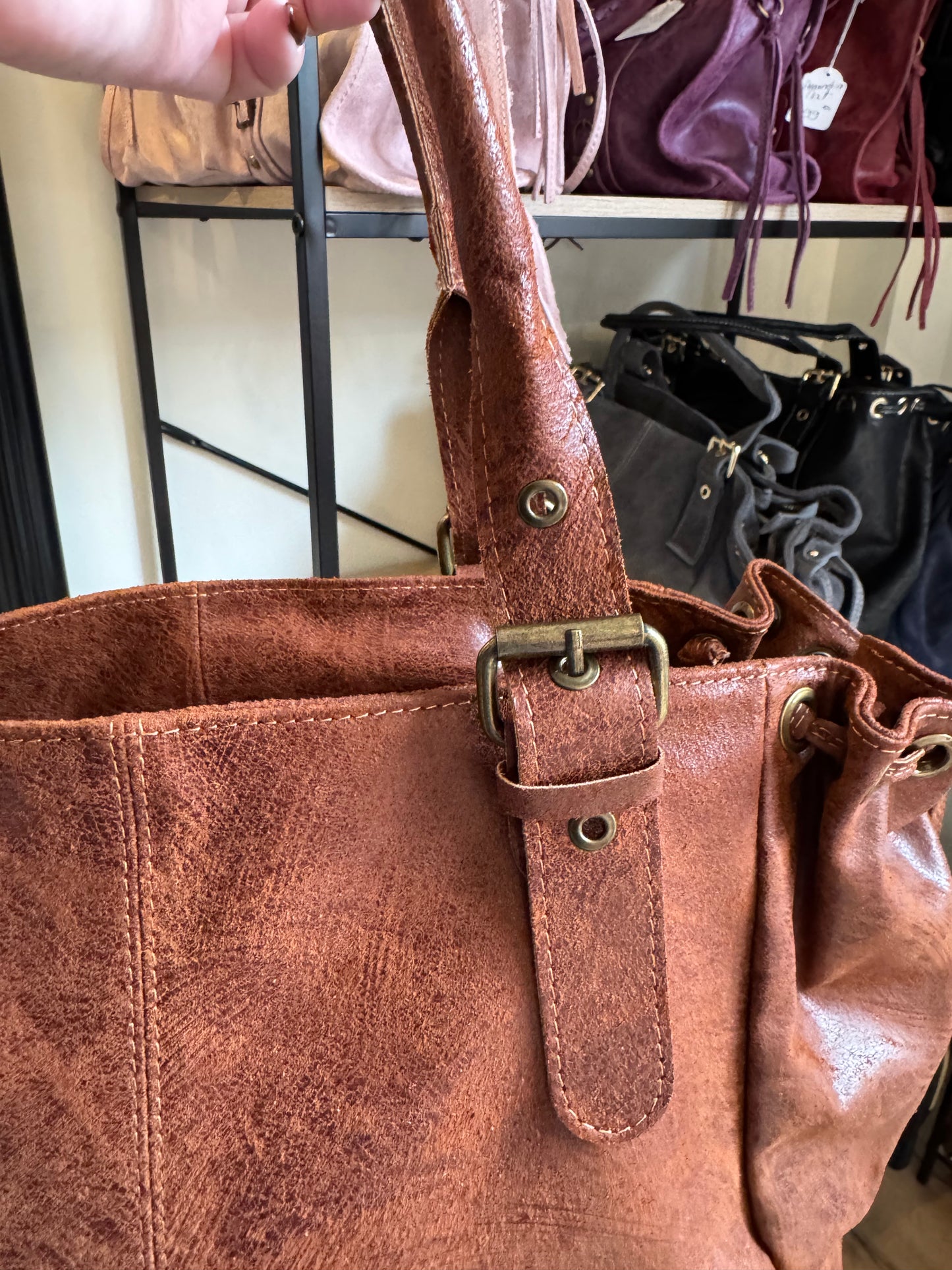 Sac Carla en cuir coloris cognac