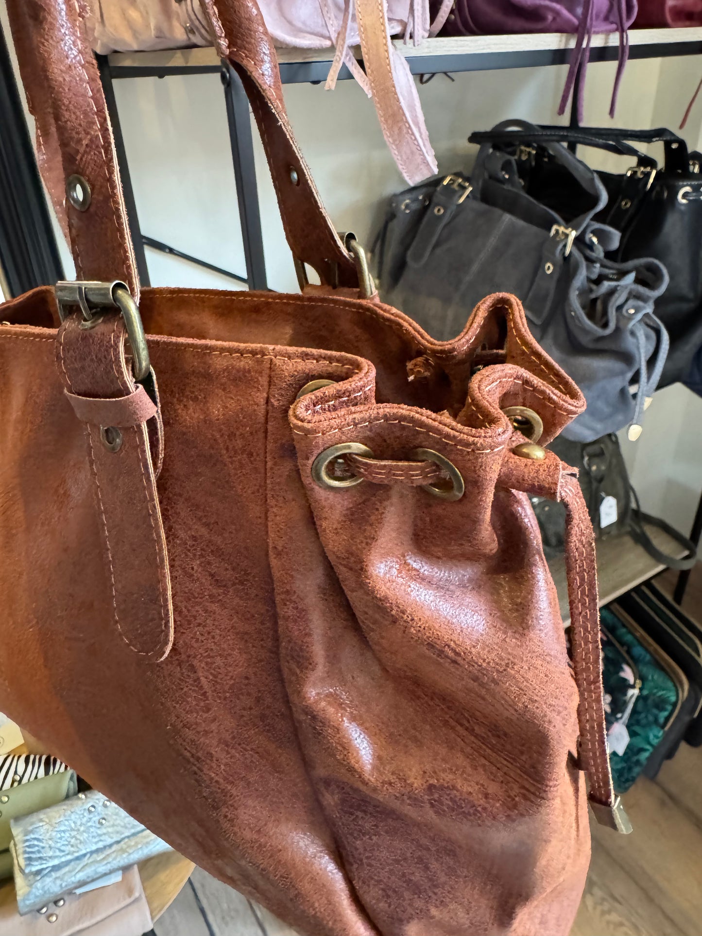 Sac Carla en cuir coloris cognac