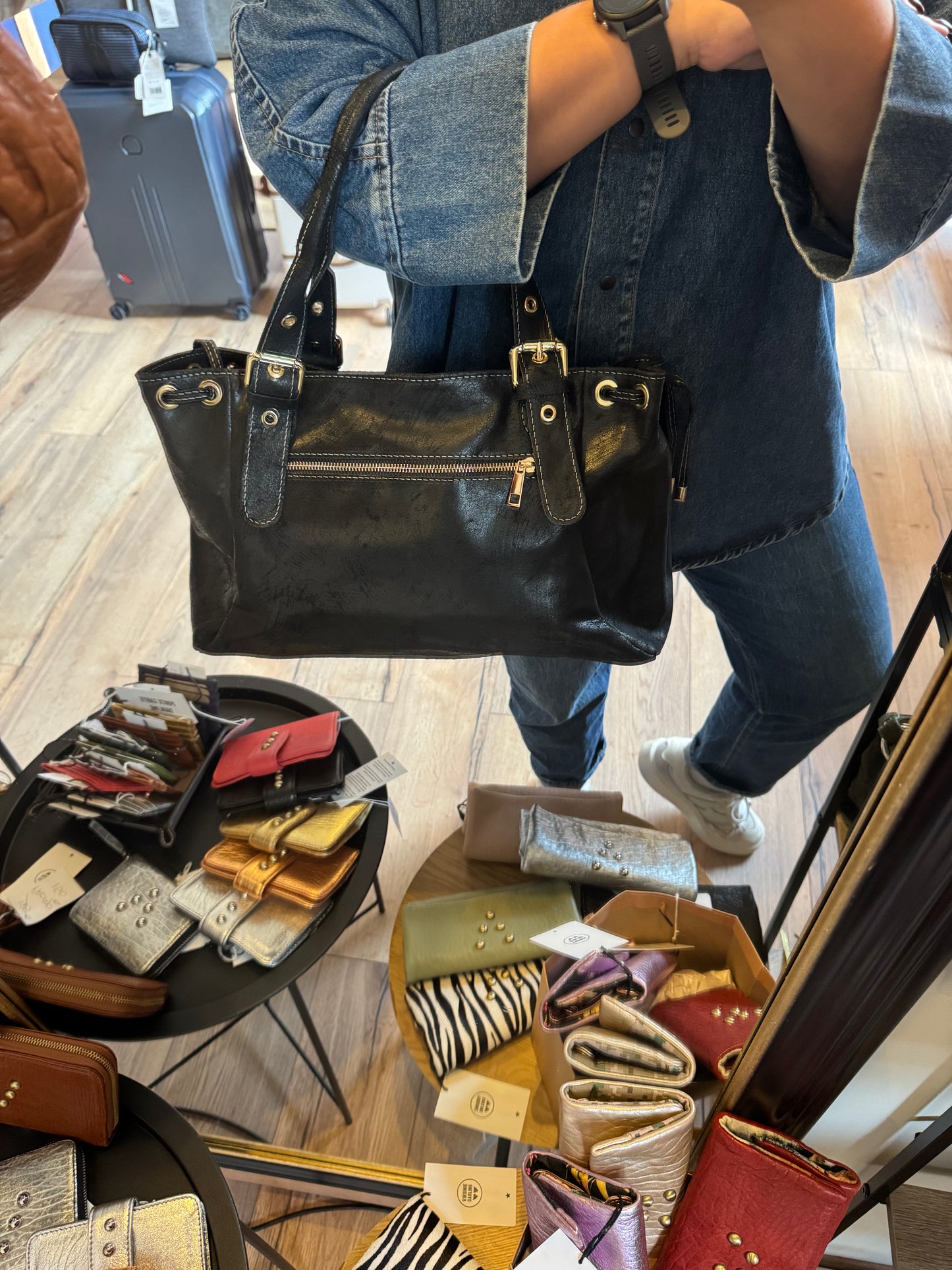 Sac Carla en cuir coloris noir