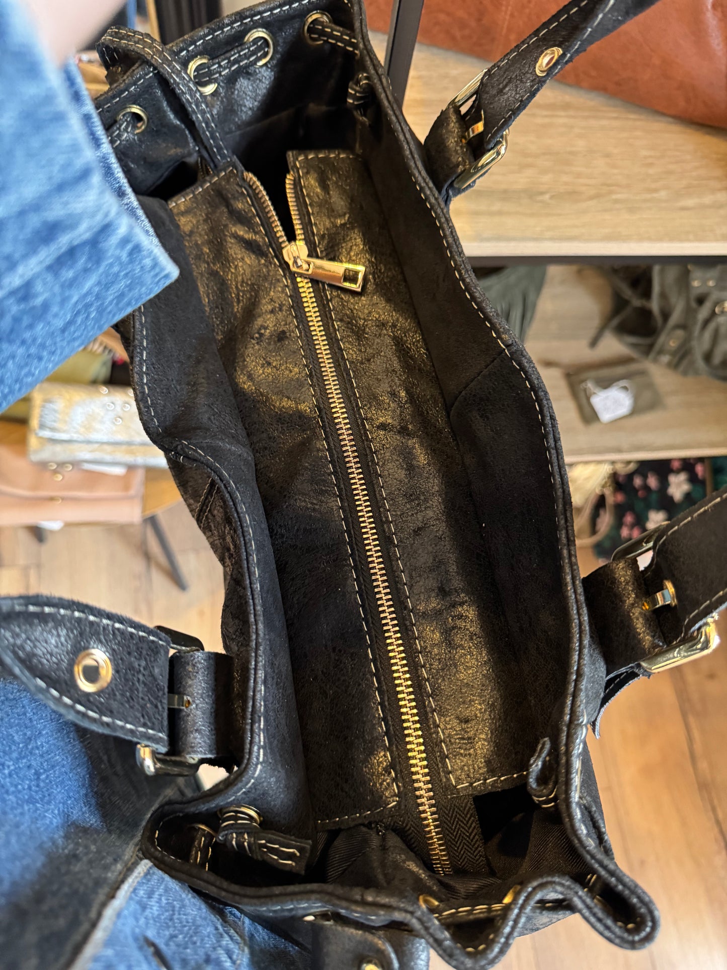 Sac Carla en cuir coloris noir