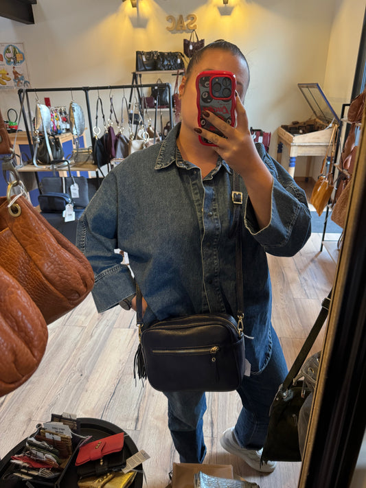 Sac MARINA cuir grainé - bleu marine