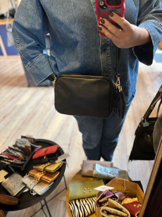 Sac MARINA en cuir grainé coloris noir