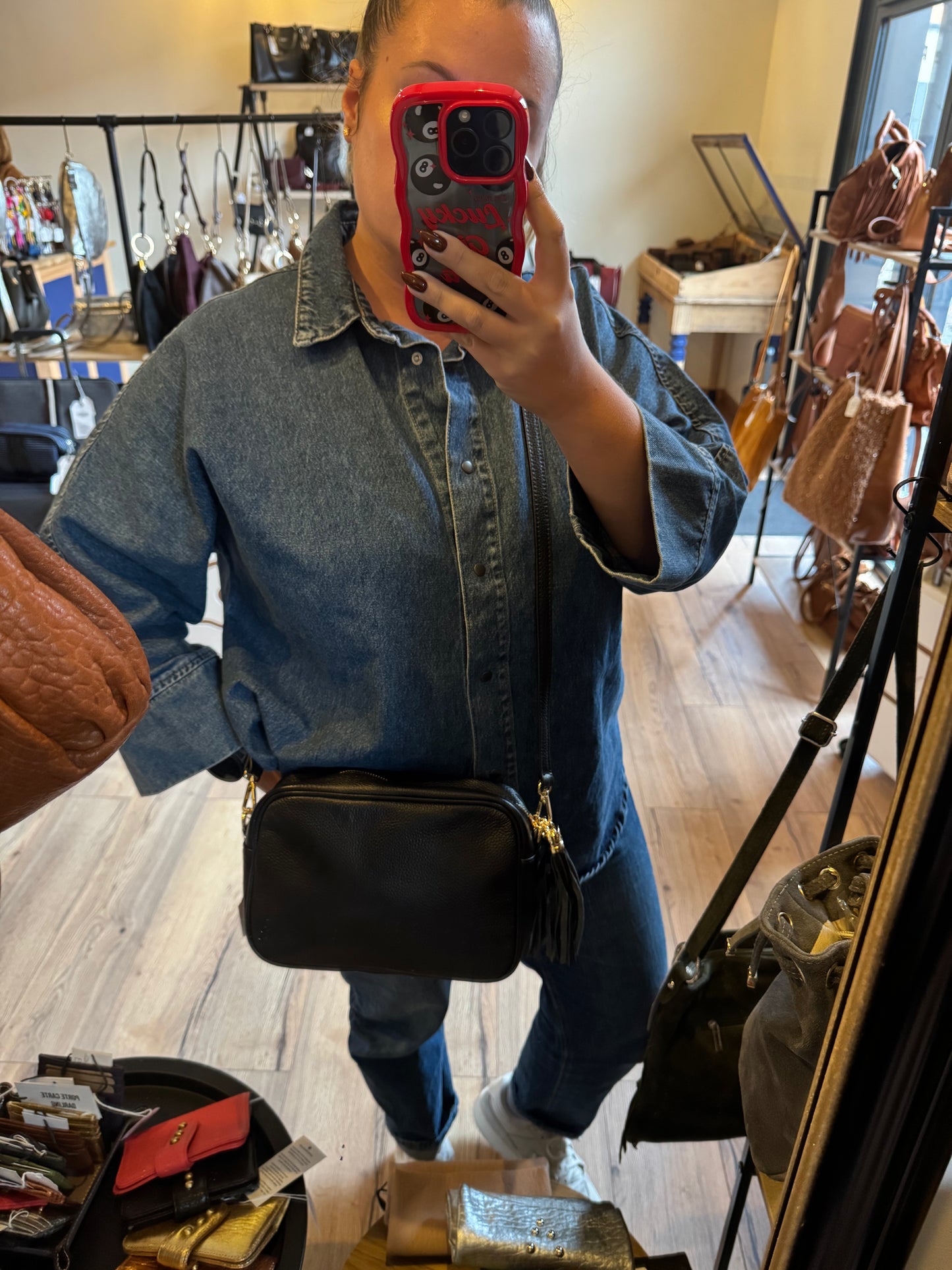 Sac MARINA en cuir grainé coloris noir