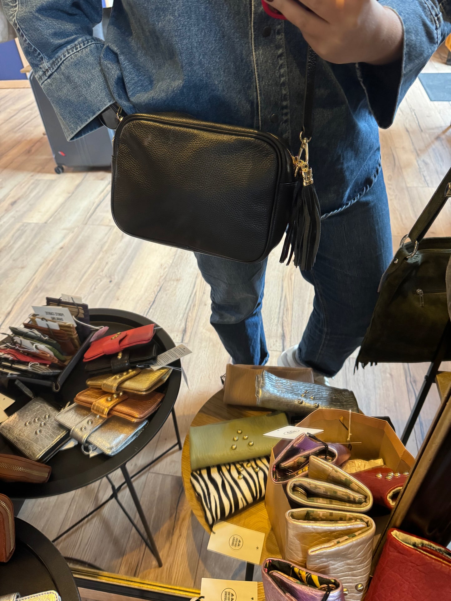 Sac MARINA en cuir grainé coloris noir