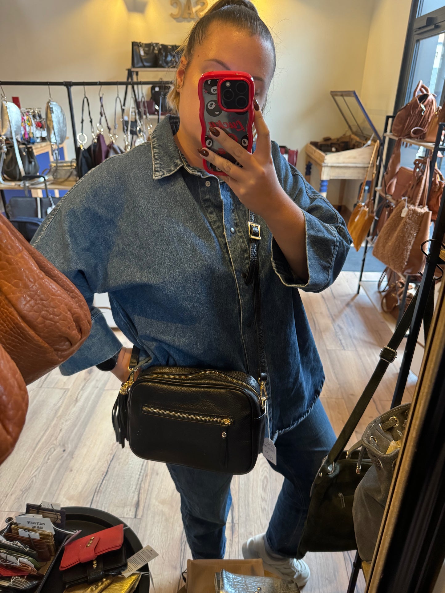 Sac MARINA en cuir grainé coloris noir