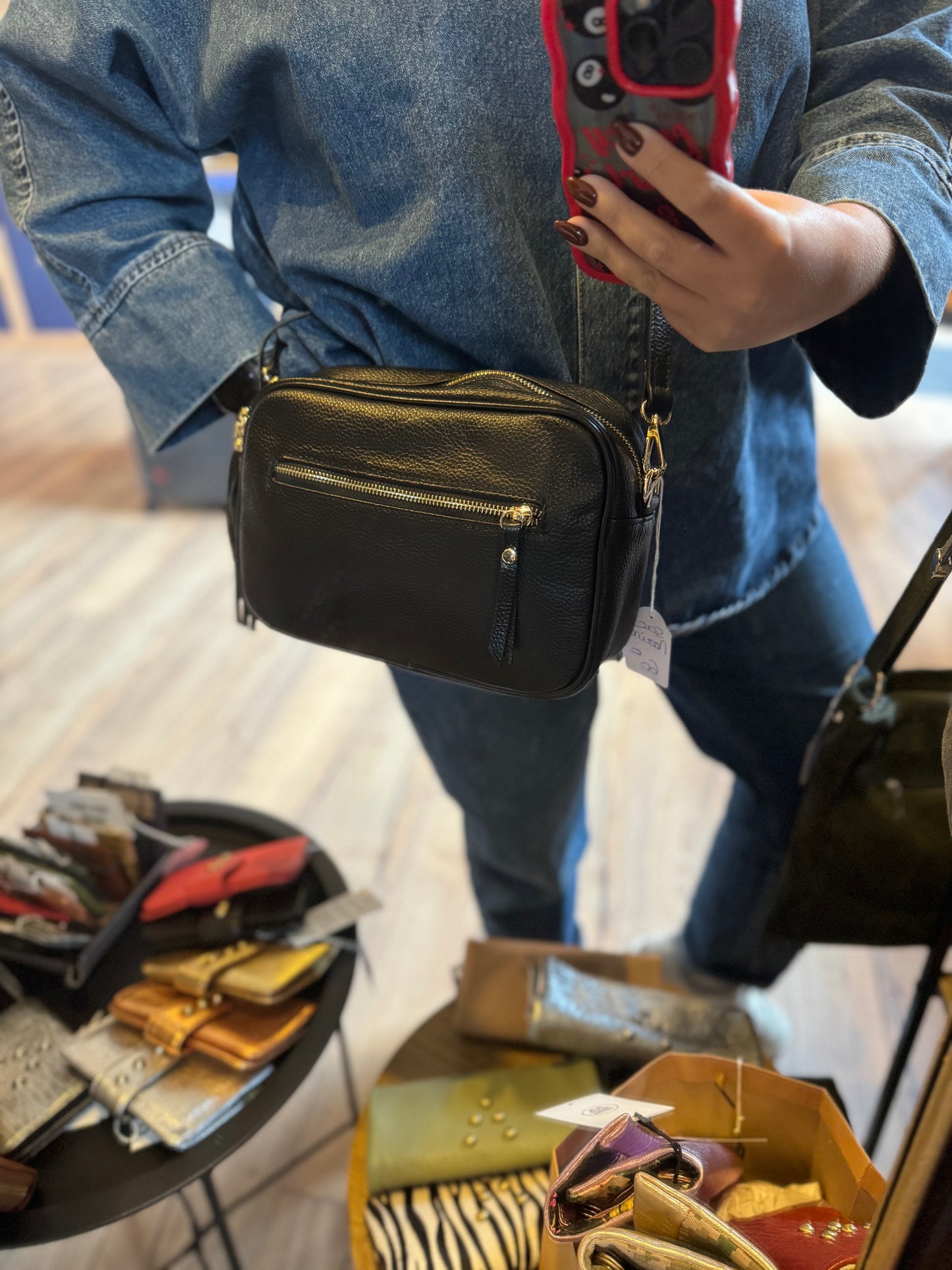 Sac MARINA en cuir grainé coloris noir