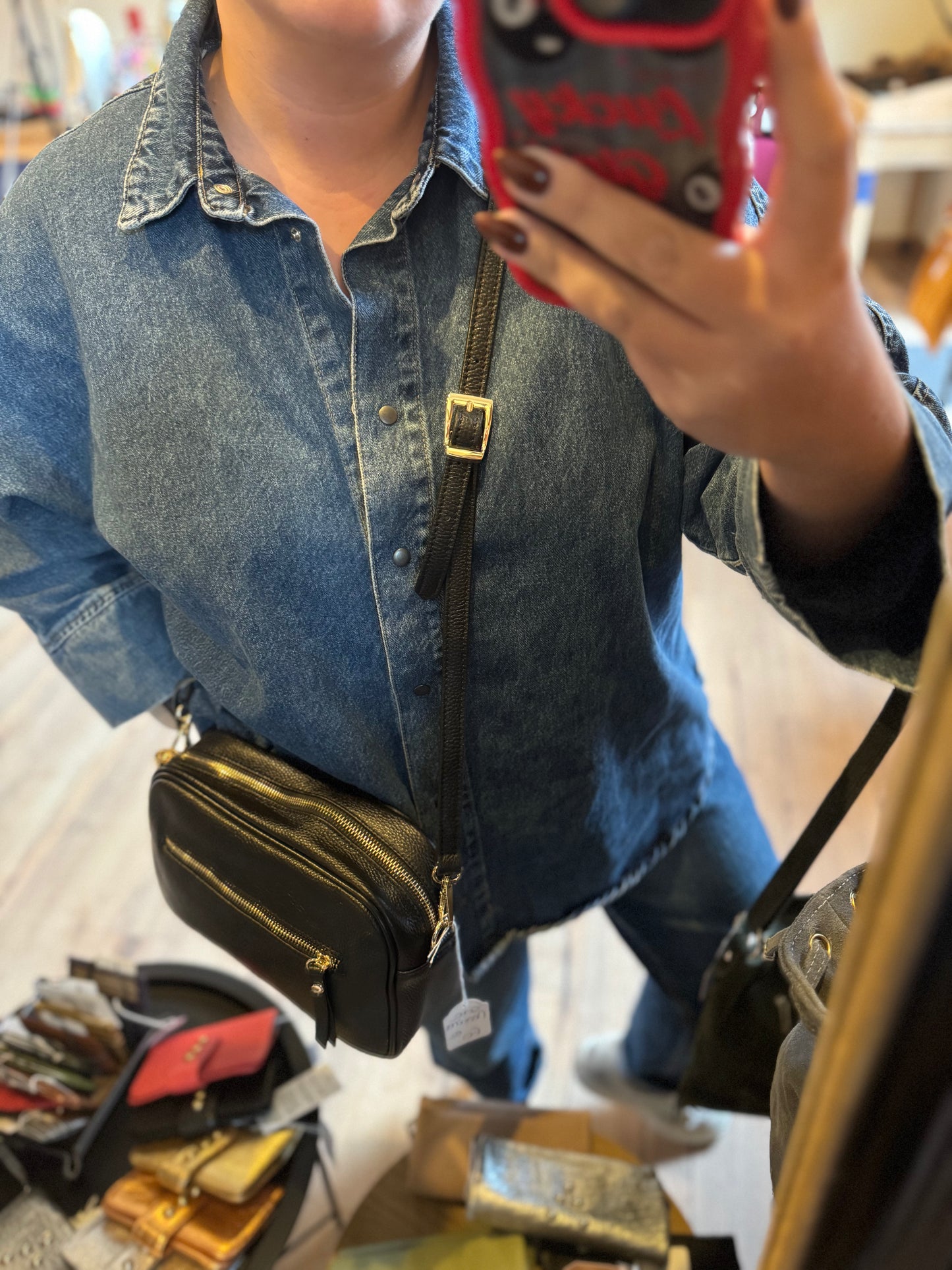 Sac MARINA en cuir grainé coloris noir