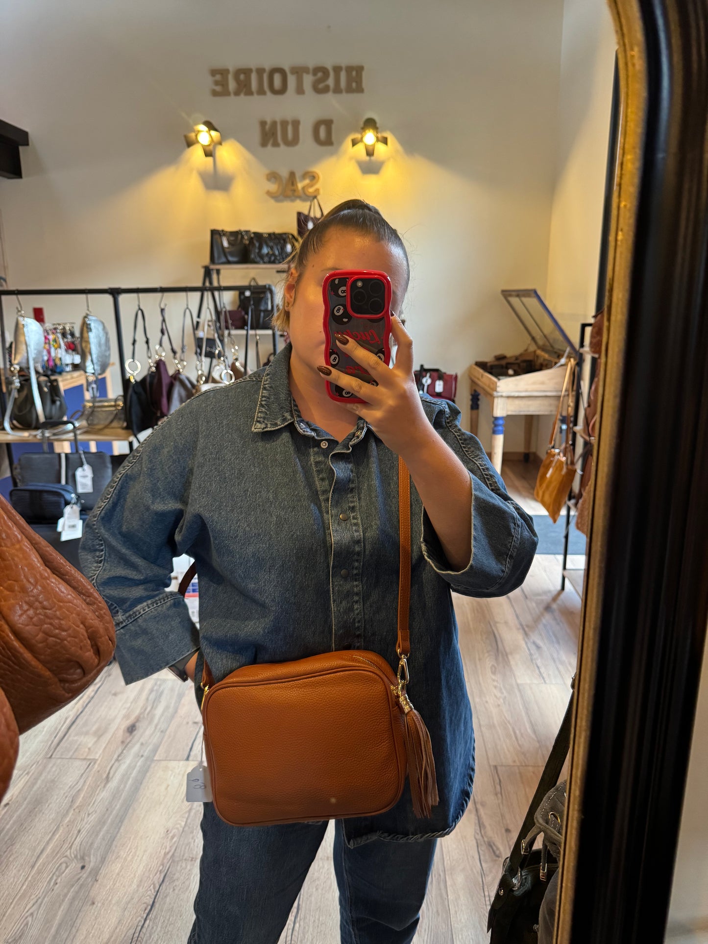 Sac MARINA cognac en cuir grainé
