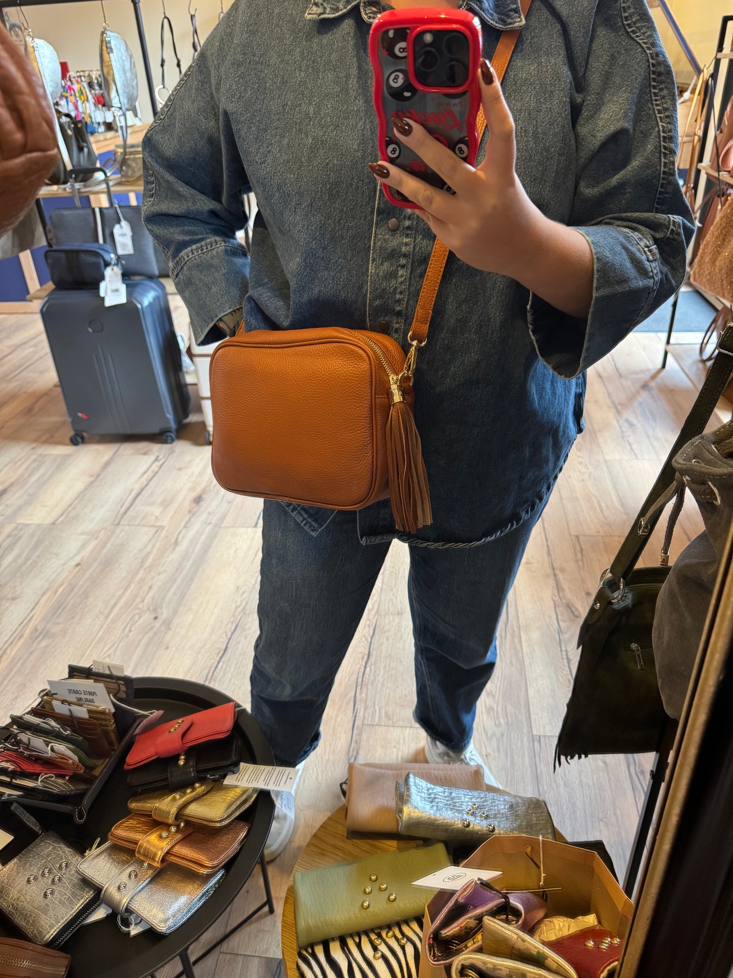 Sac MARINA cognac en cuir grainé