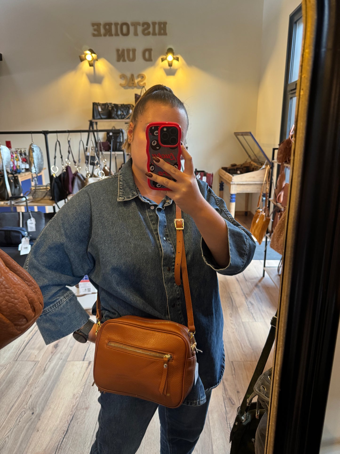 Sac MARINA cognac en cuir grainé