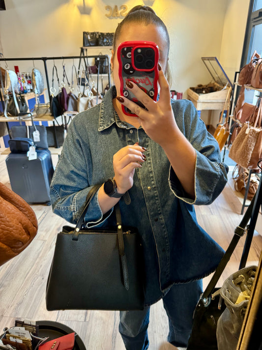 Sac Charlotte en cuir grainé coloris noir