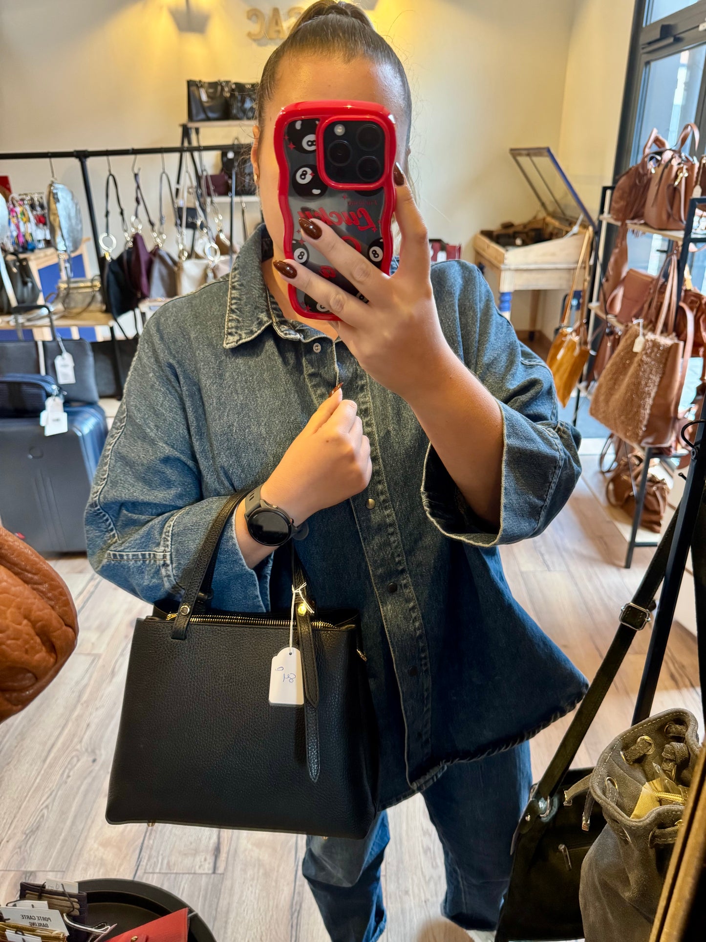 Sac Charlotte en cuir grainé coloris noir