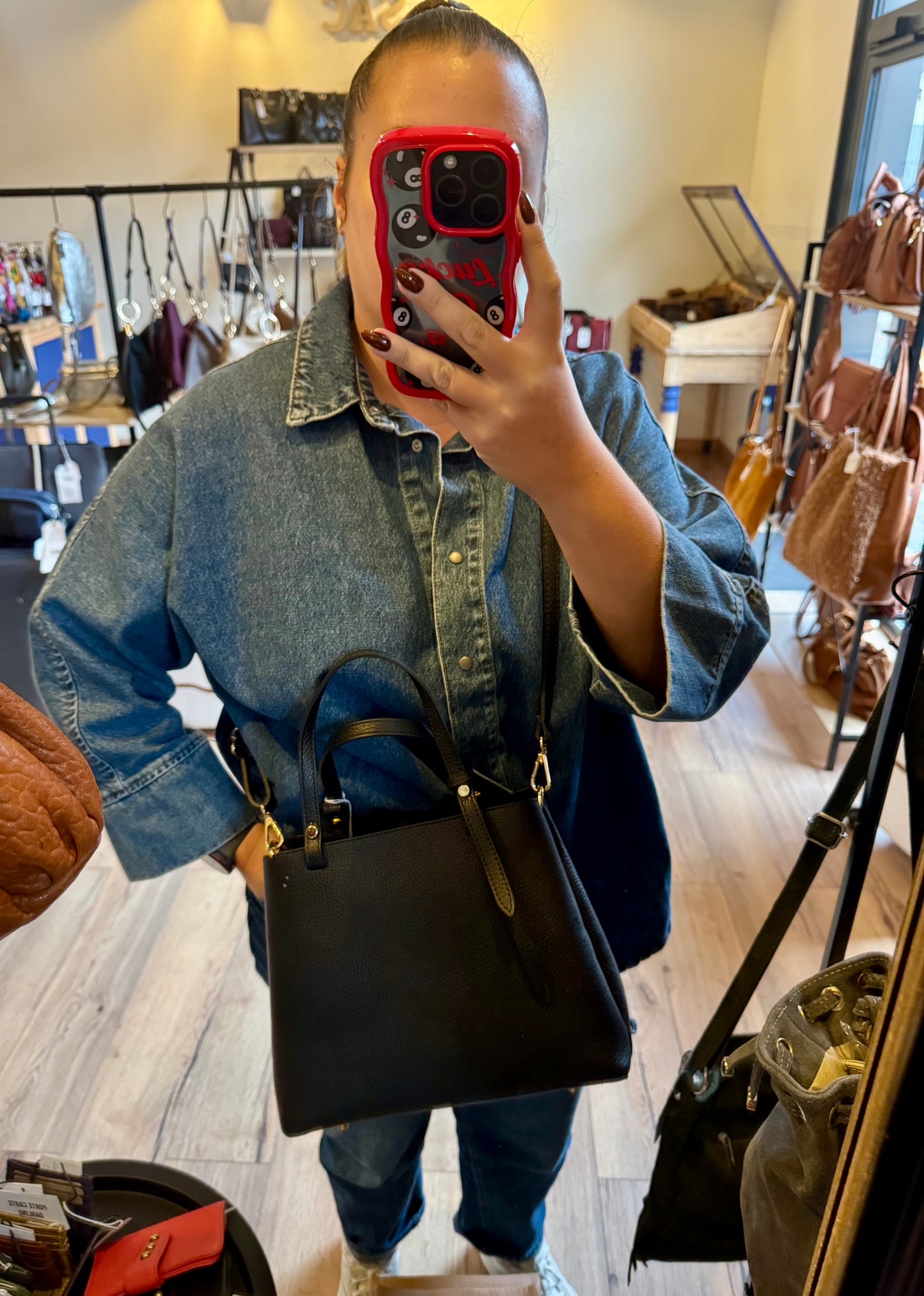 Sac Charlotte en cuir grainé coloris noir