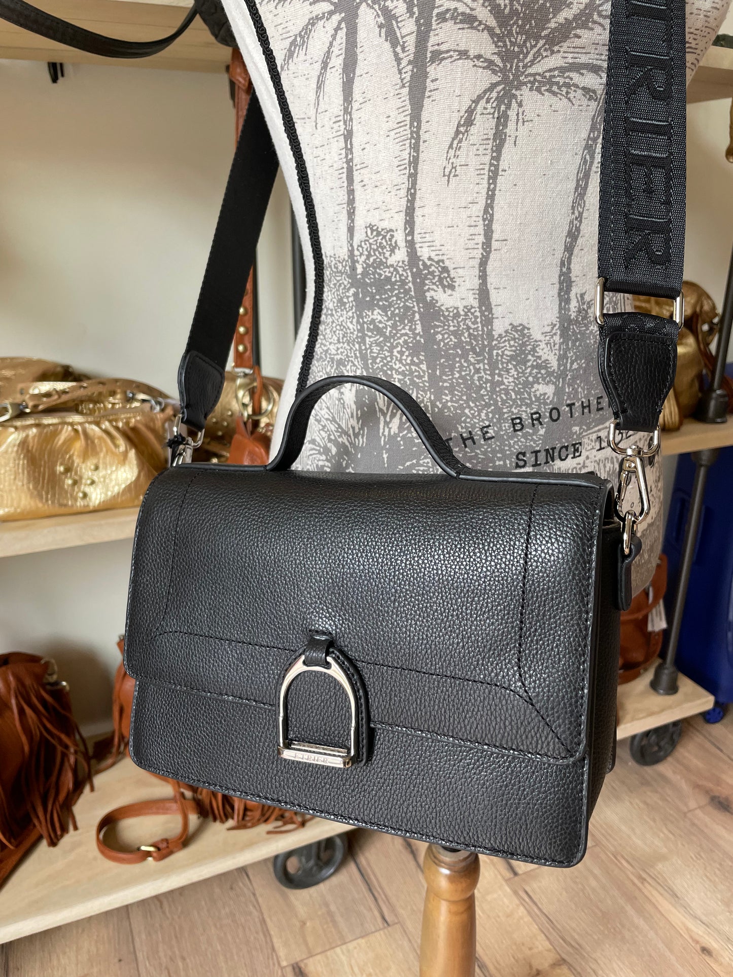 Sac bandoulière M Altesse en cuir noir Étrier