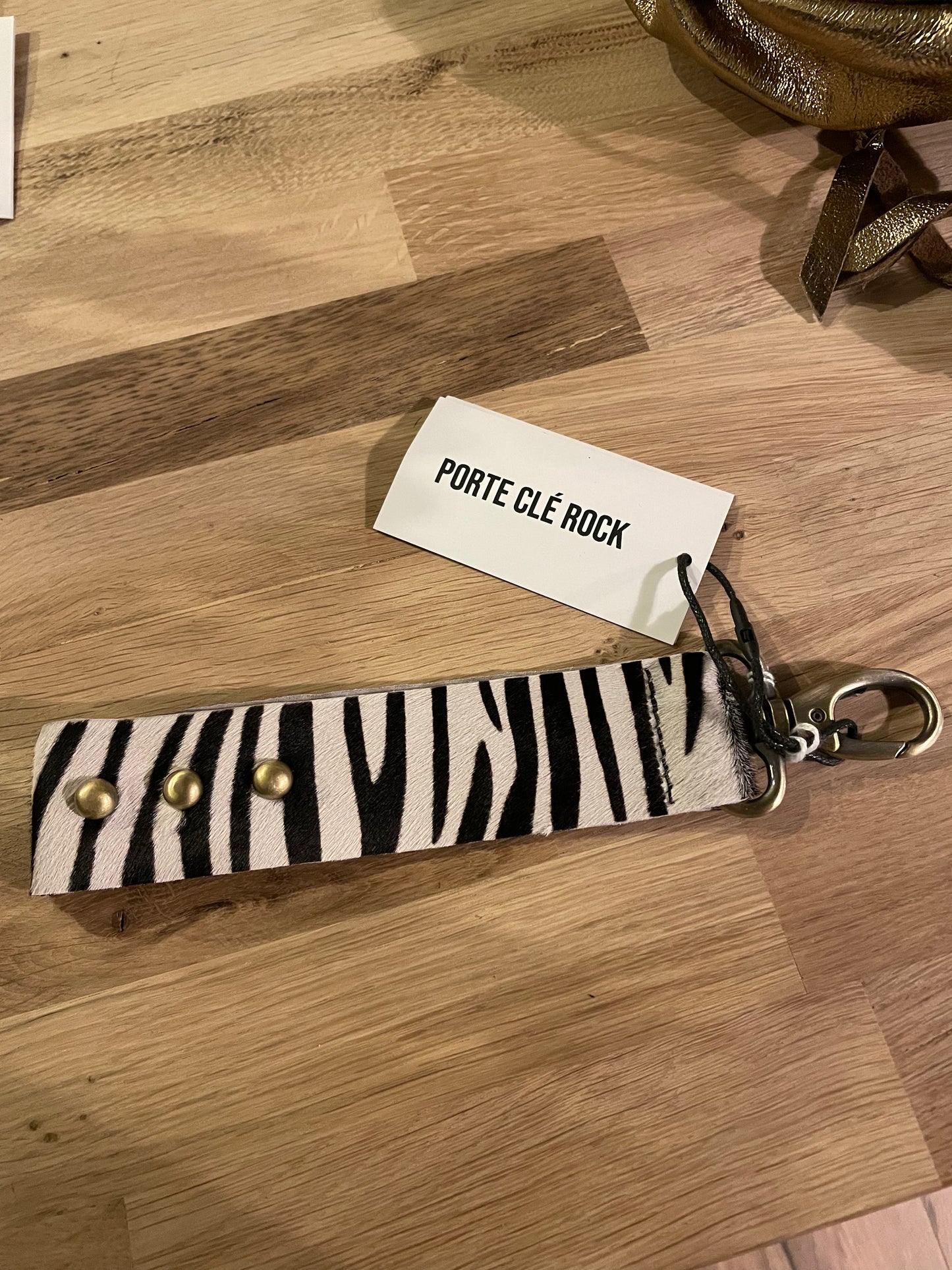 Porte clés  Rock en cuir Zébre- Virginie Darling