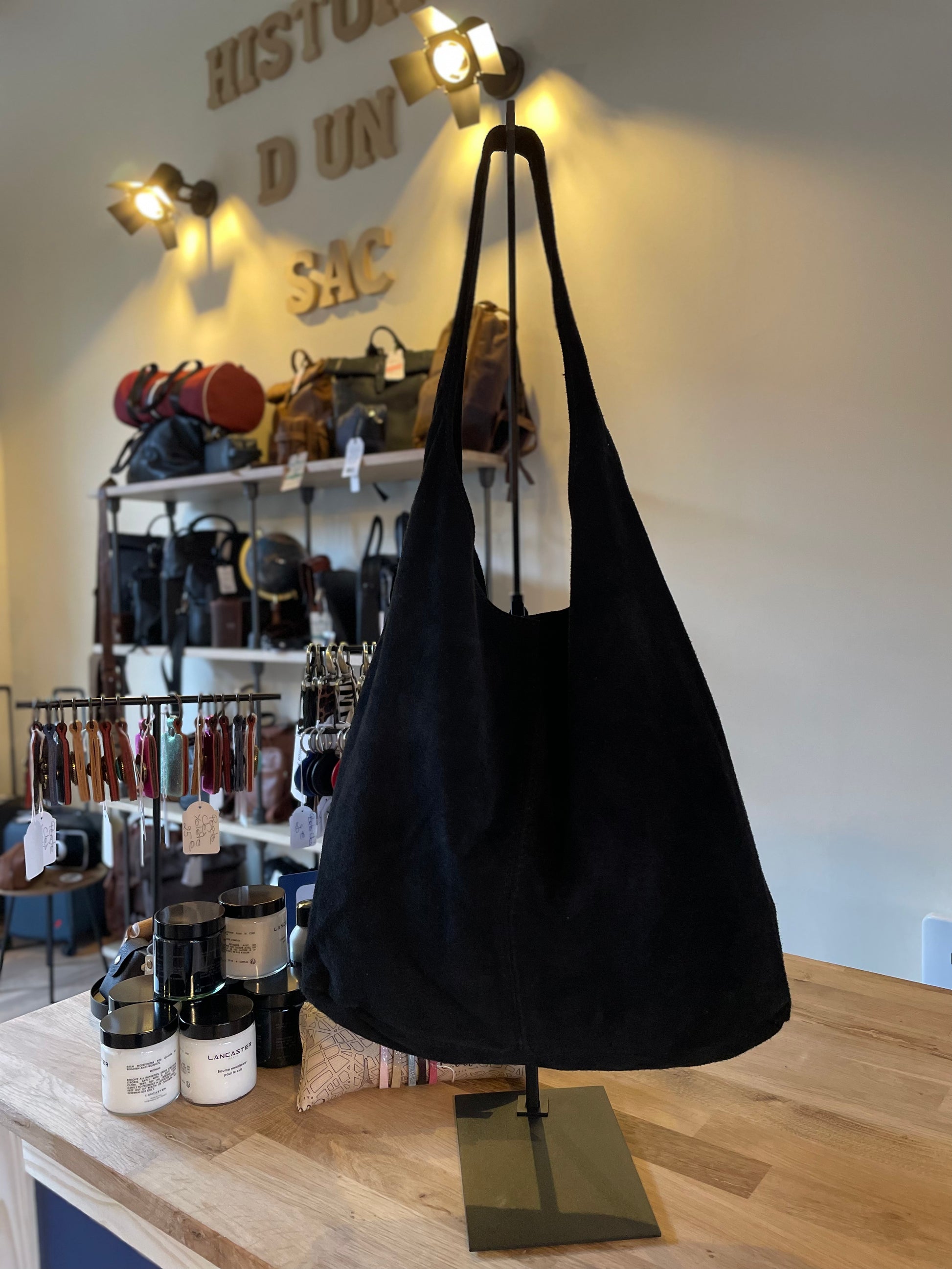 Sac Fourre Sac A Main Femme Daim Sac Fourre-tout En Daim Noir