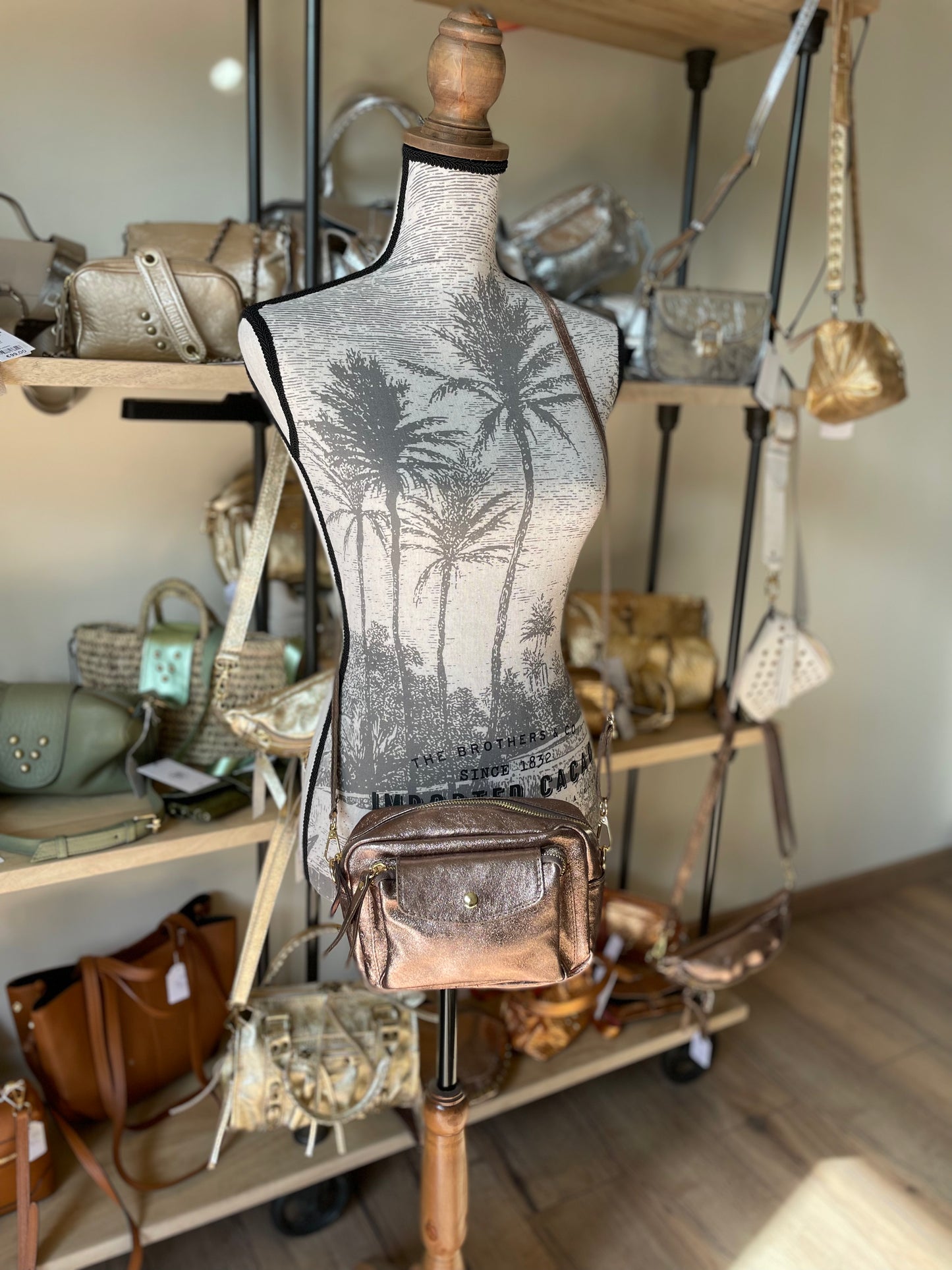 Sac cuir irisé coloris Bronze - Noémie