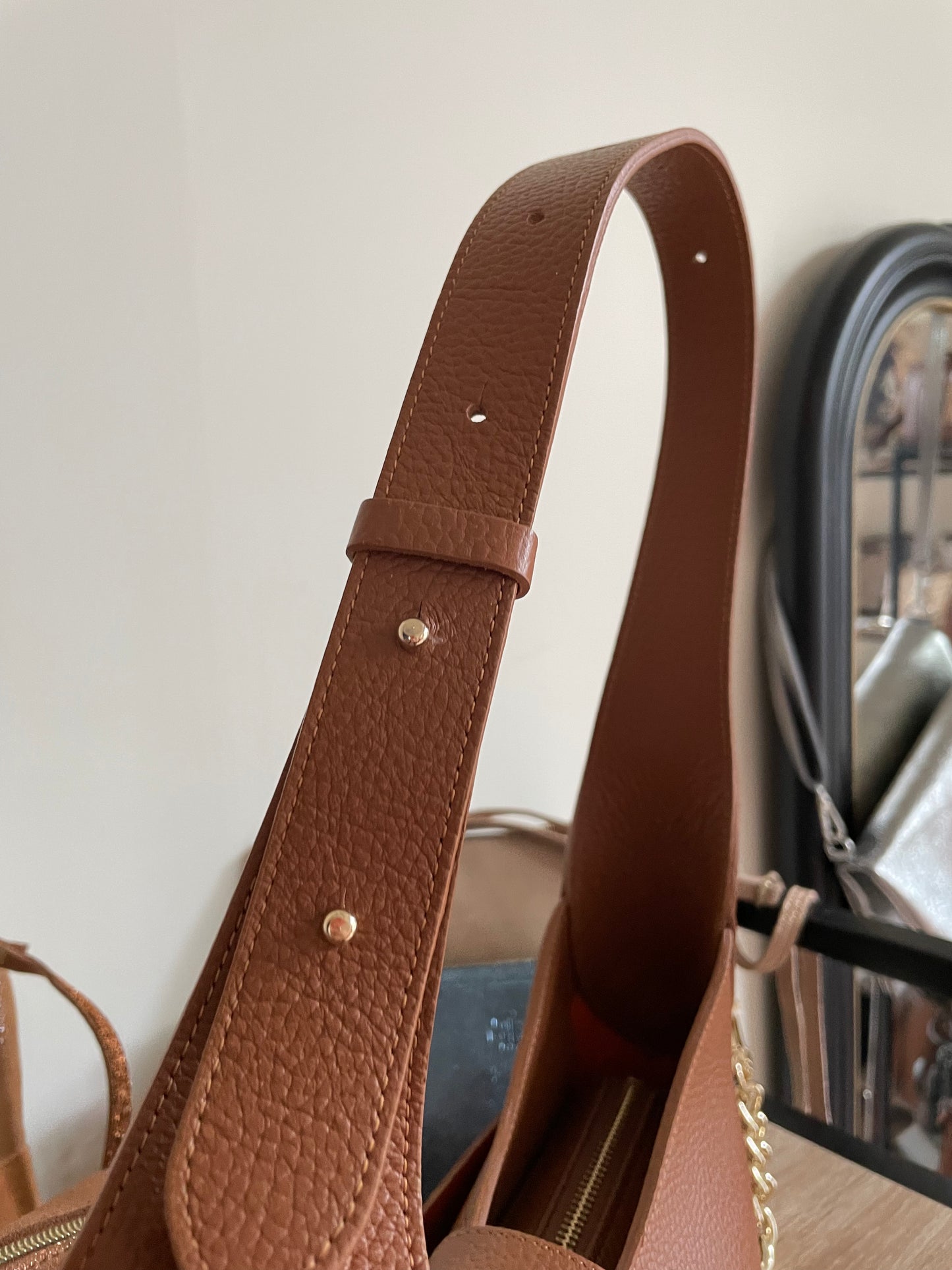 Sac Hobo ligne foulonné coloris Camel - Lancaster