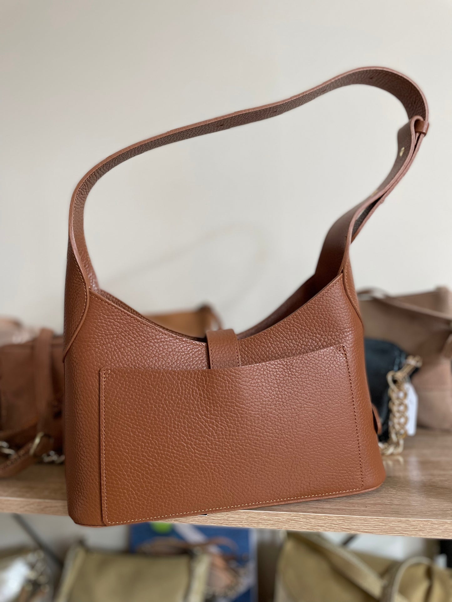 Sac Hobo ligne foulonné coloris Camel - Lancaster