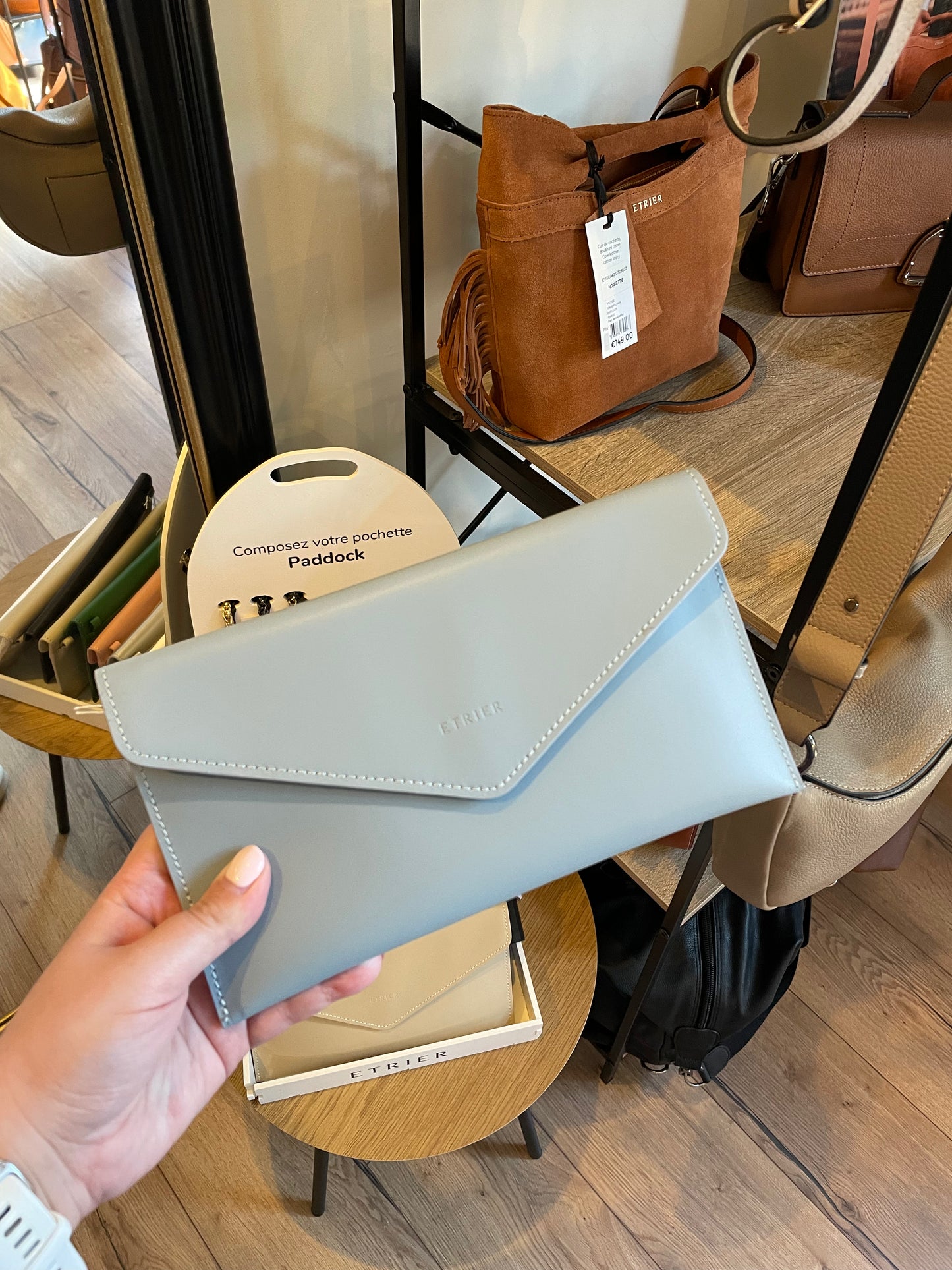 Pochette paddock étrier - bleu ciel