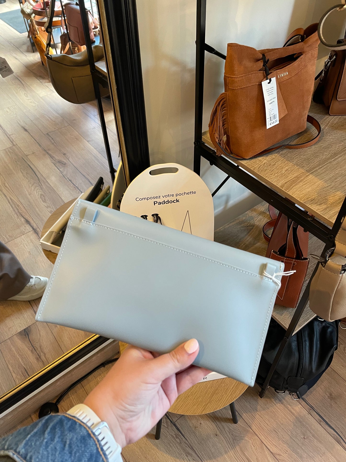 Pochette paddock étrier - bleu ciel