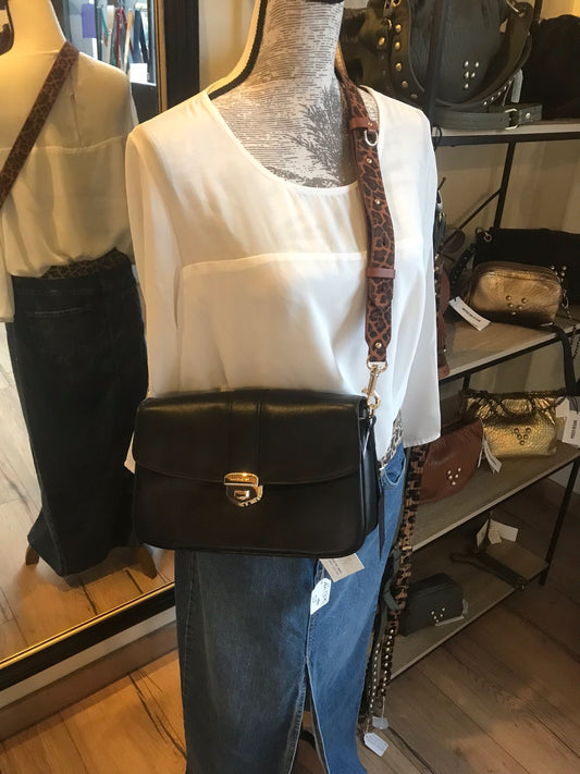 Bandoulière en cuir cognac /léopard Lancaster