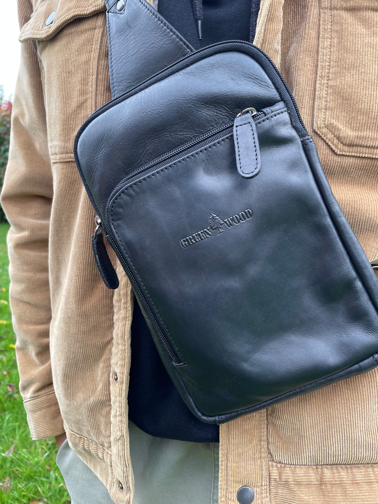 Sac bandoulière Crossbody en cuir noir - Greenwood