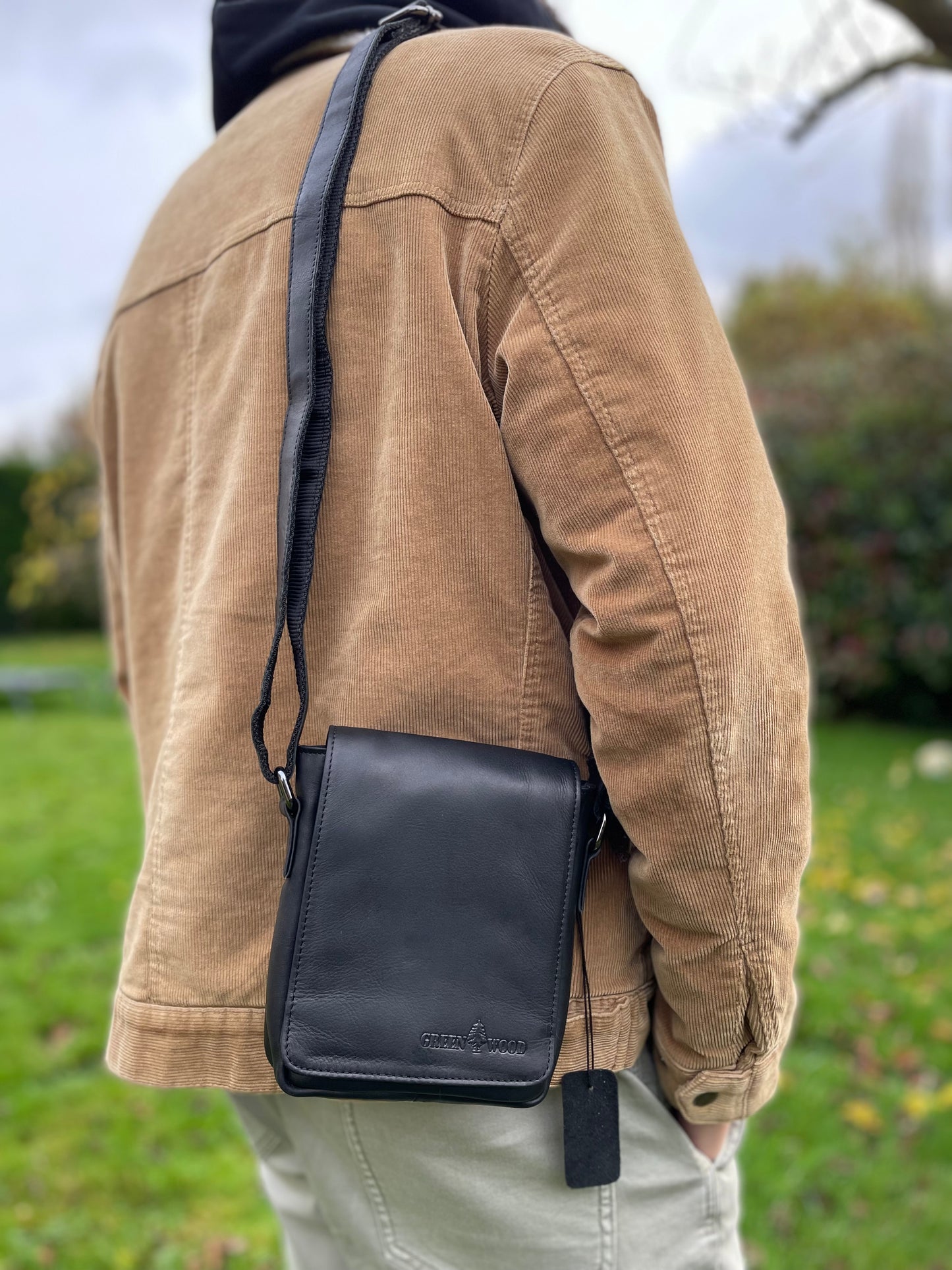 Petit Sac bandoulière en cuir noir - Greenwood
