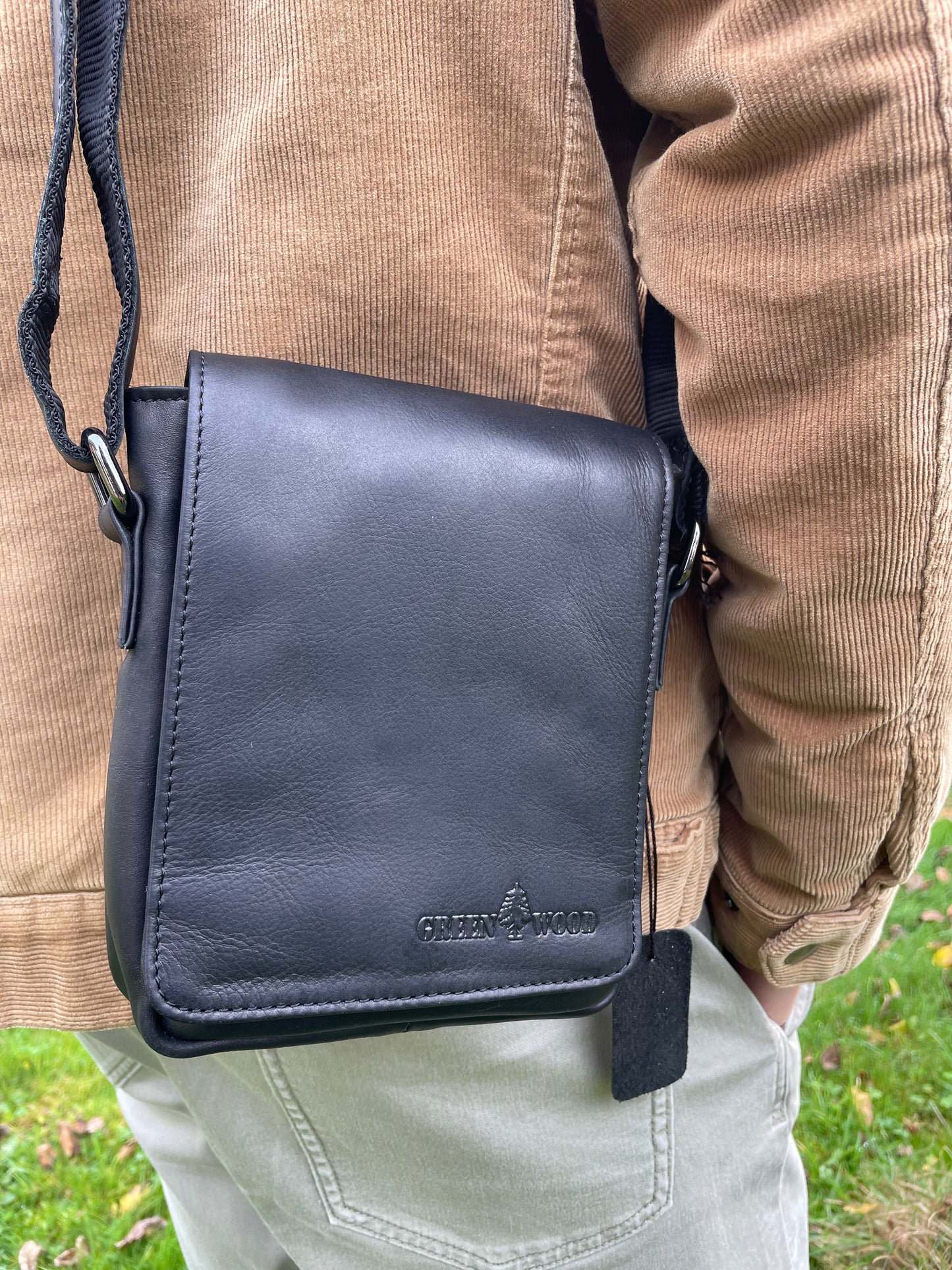 Petit Sac bandoulière en cuir noir - Greenwood