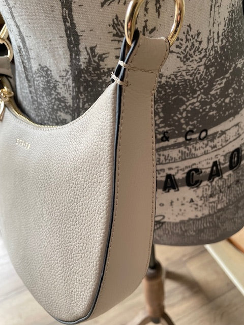 Sac bandoulière demi-lune Tradition coloris craie - ETRIER
