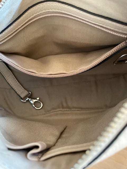 Sac porté épaule/bandoulière en cuir ALTESSE coloris craie - ETRIER