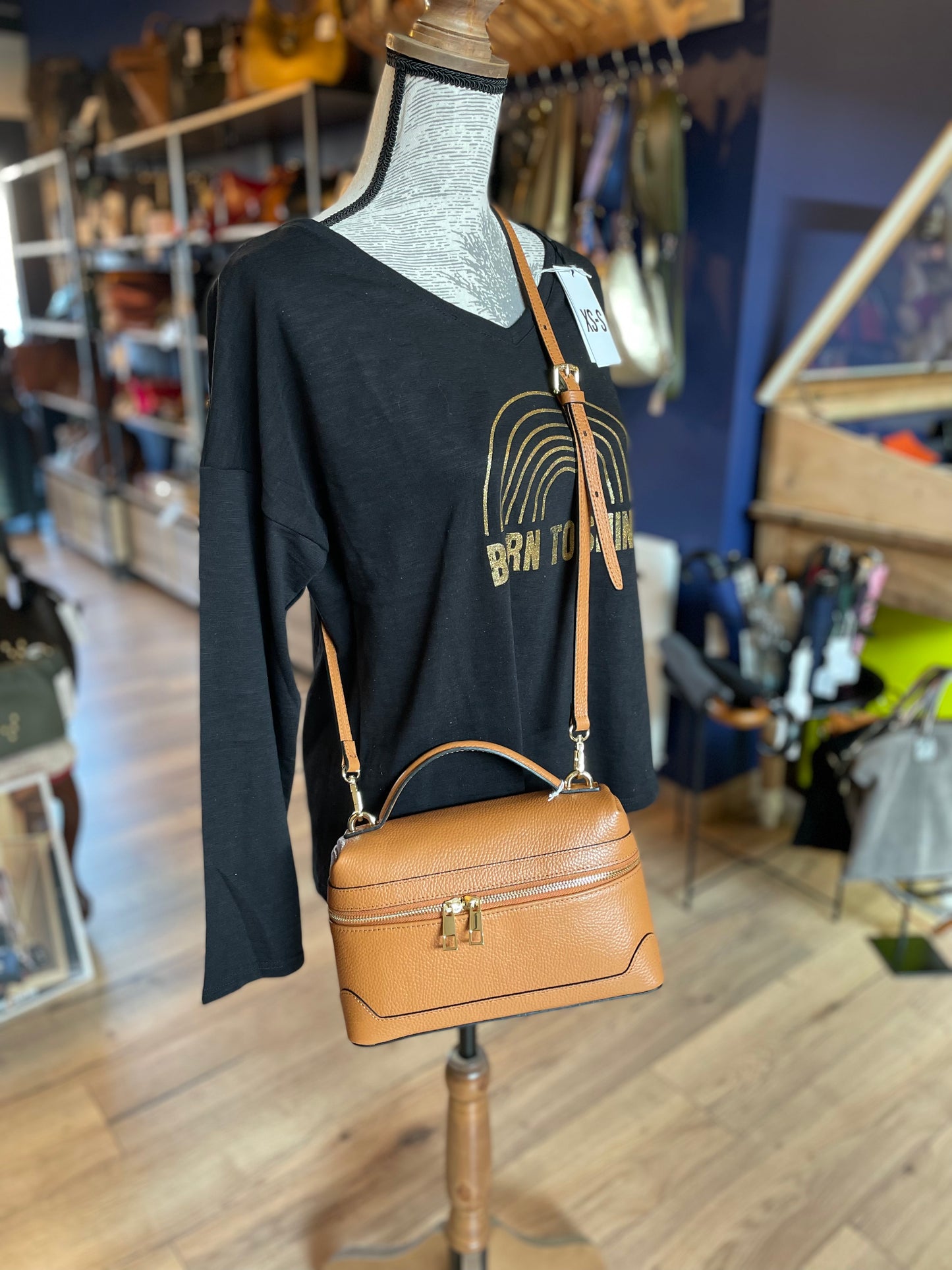 Sac Vanity en cuir camel - Vita