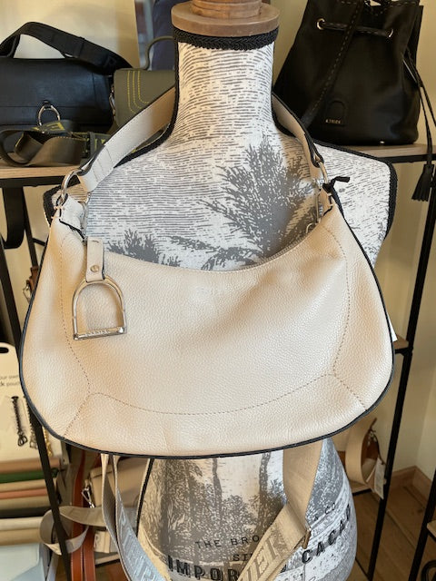 Sac porté épaule/bandoulière en cuir ALTESSE coloris craie - ETRIER