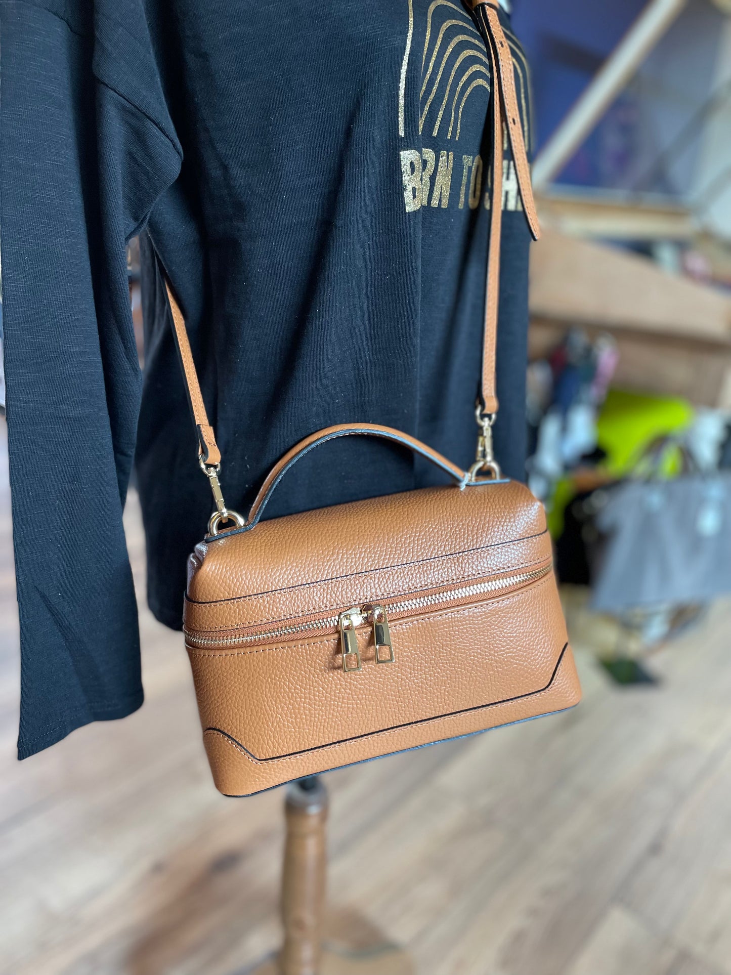 Sac Vanity en cuir camel - Vita