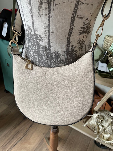 Sac bandoulière demi-lune Tradition coloris craie - ETRIER