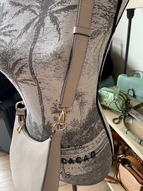 Sac bandoulière demi-lune Tradition coloris craie - ETRIER