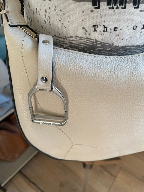 Sac porté épaule/bandoulière en cuir ALTESSE coloris craie - ETRIER