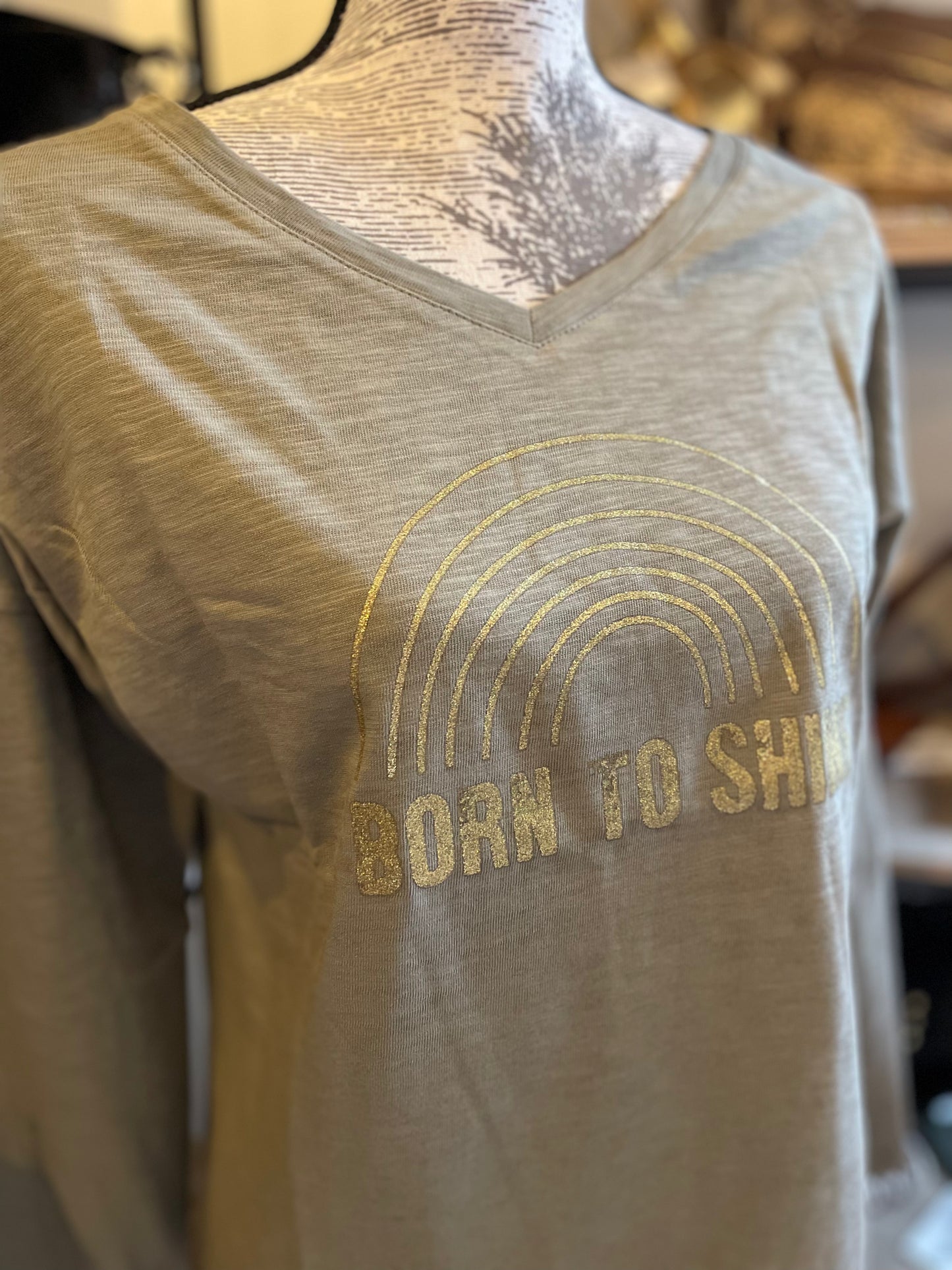 Tee shirt coloris écureuil /manches longues /Born To Shine - Virginie Darling